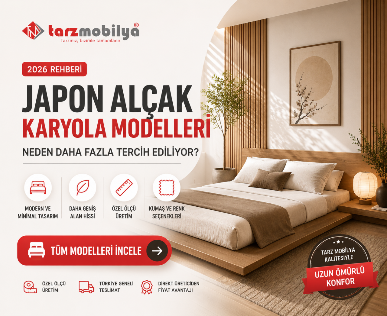 Japon Alçak Karyola Modelleri Neden Daha Fazla Tercih Ediliyor? (2026 Rehberi) | Tarz Mobilya