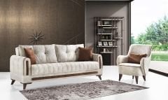 Gale Modern Koltuk Takımı (Beyaz-Kahve)