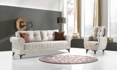 Carter Modern Koltuk Takımı (Krem-Kahve)