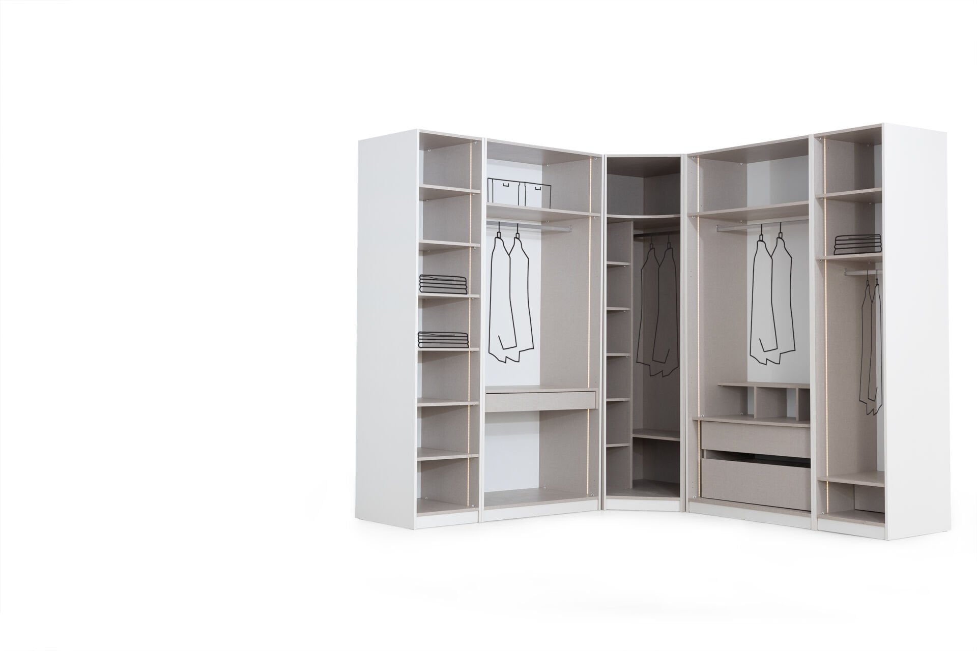 Tarz Mobilya infinity Köşe Giyinme Dolabı