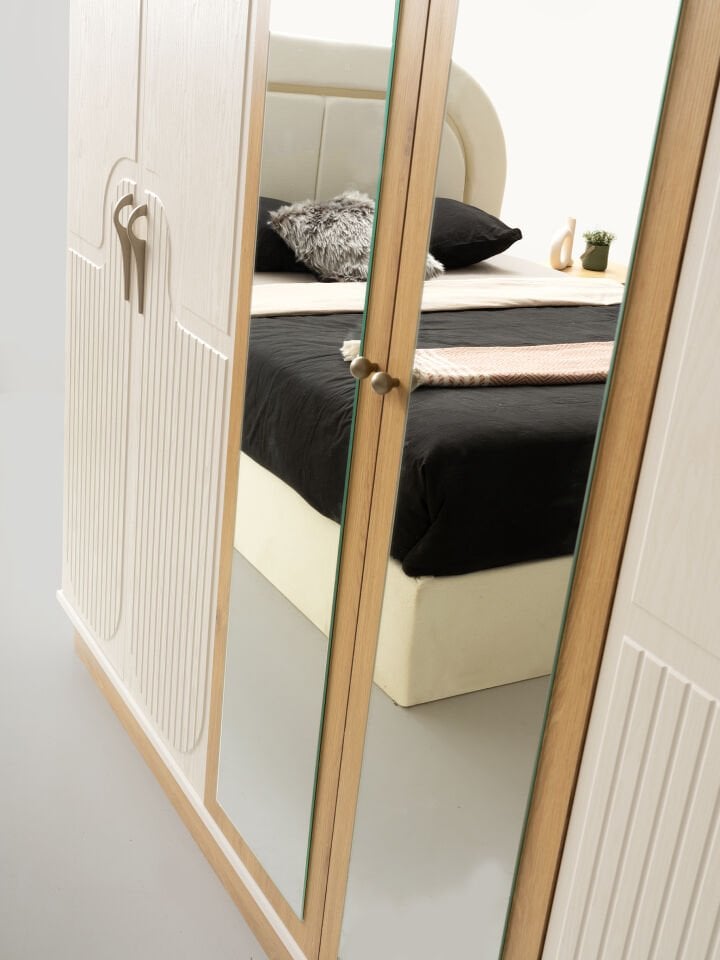 Tarz Mobilya Lodus Hesaplı Yatak Odası Takımı Aynalı Gardırop Şık Modern