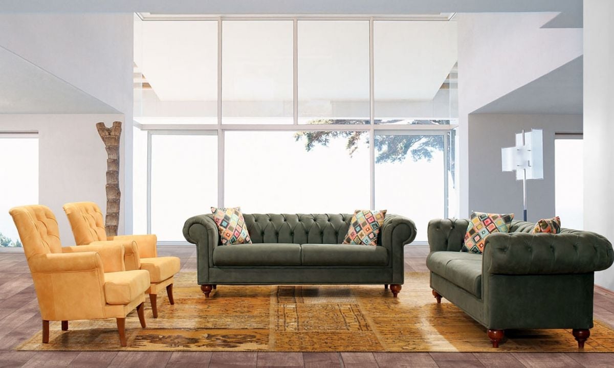 Ornella Chester Salon Takımı Yeşil