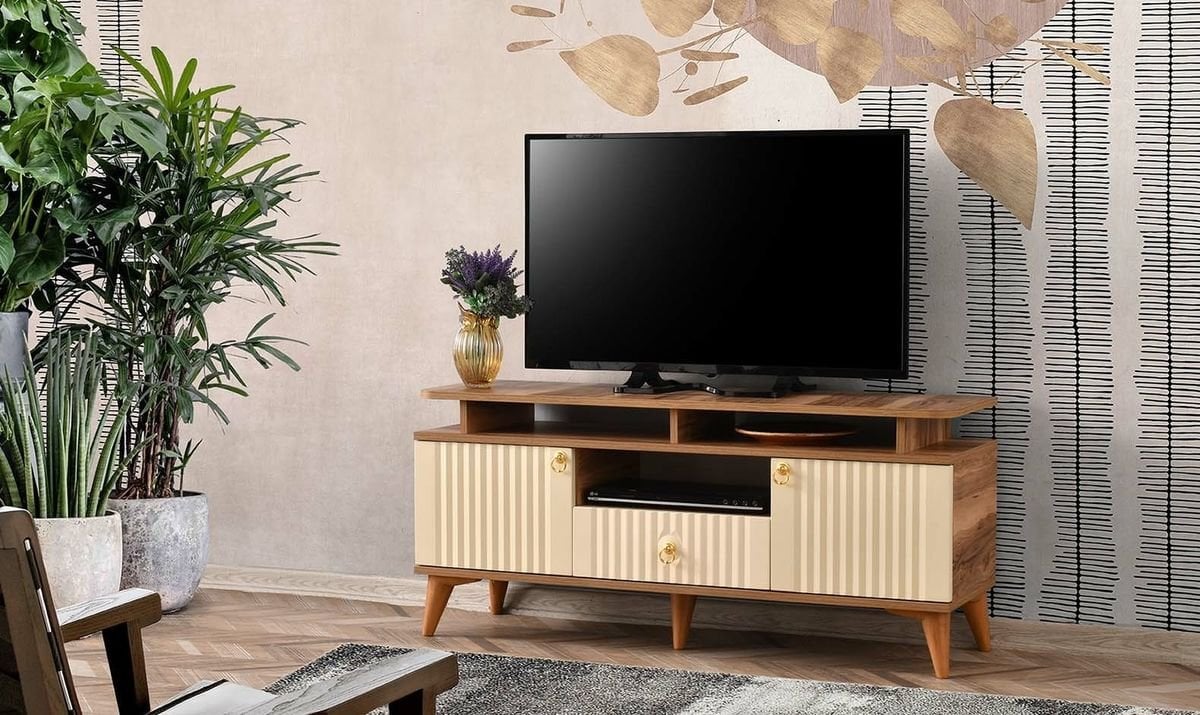 Derin Modern TV Sehpası Krem