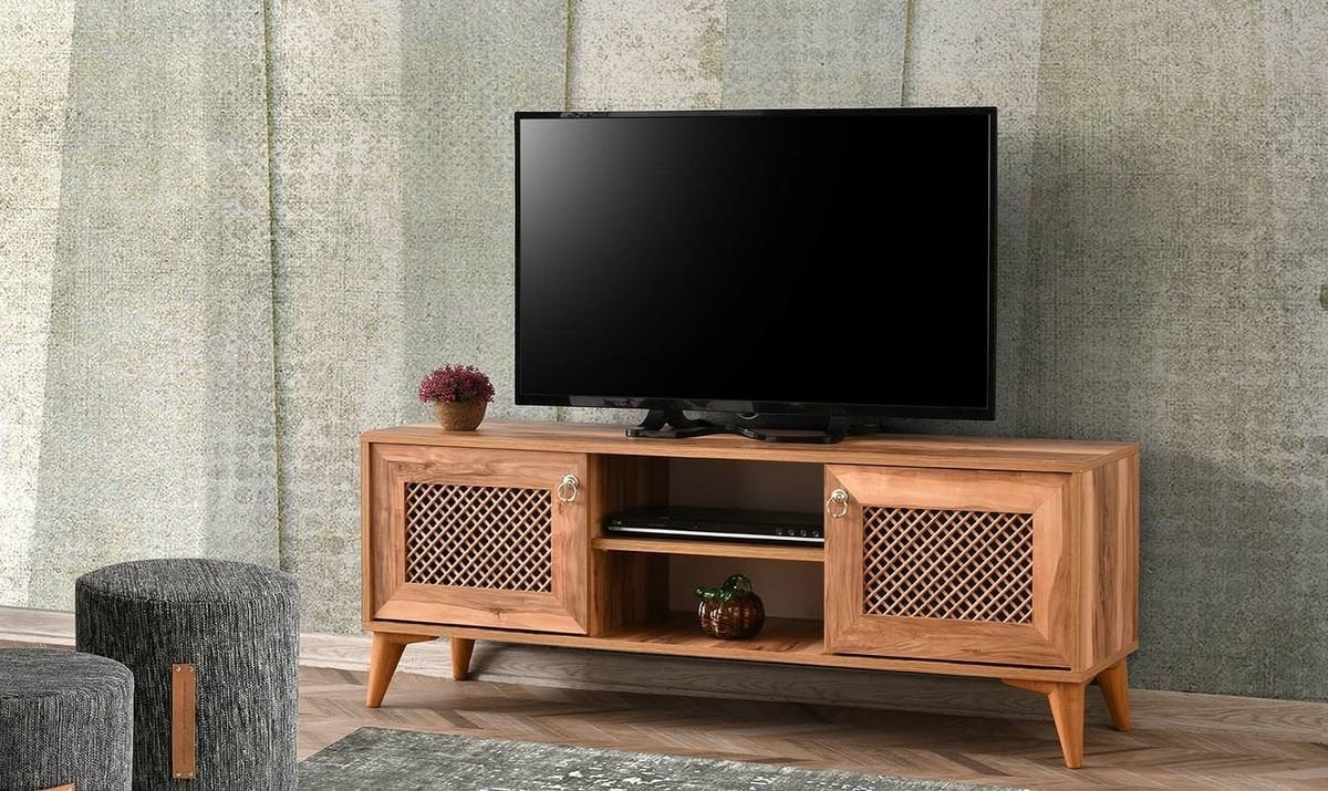 Derin Modern TV Sehpası Ceviz Petekli