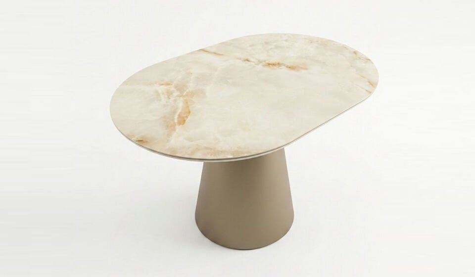 Calvera Premium Porselen Orta Sehpa, Oval
