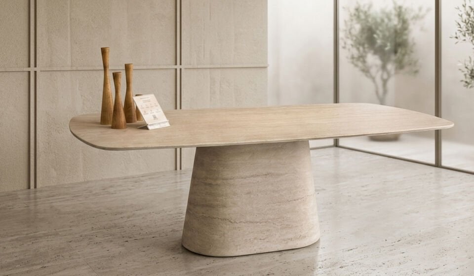 Pervia Traverten Yemek Masası