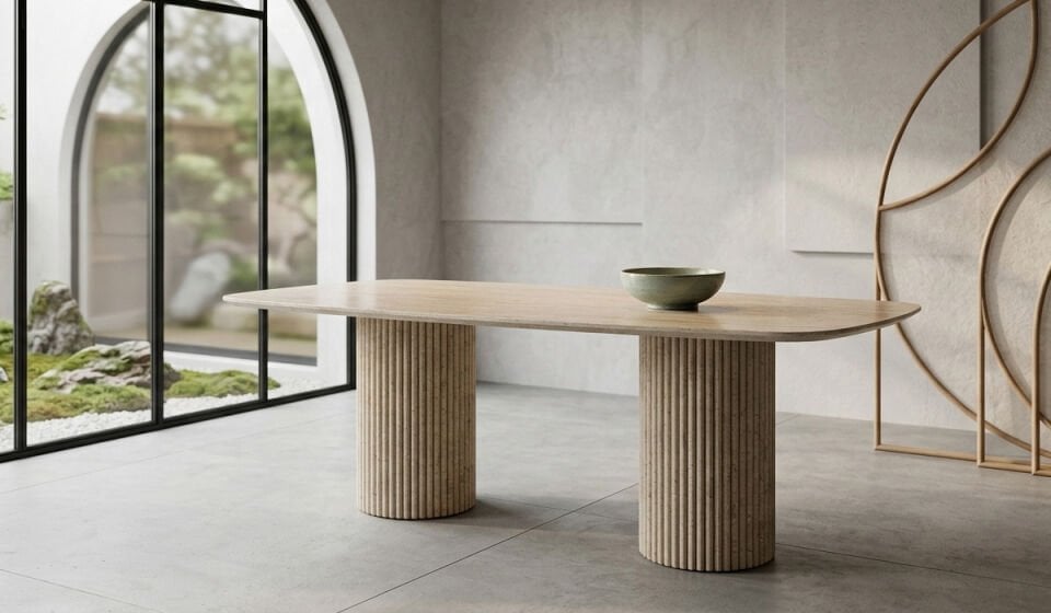 Ferlova Traverten Yemek Masası, Premium