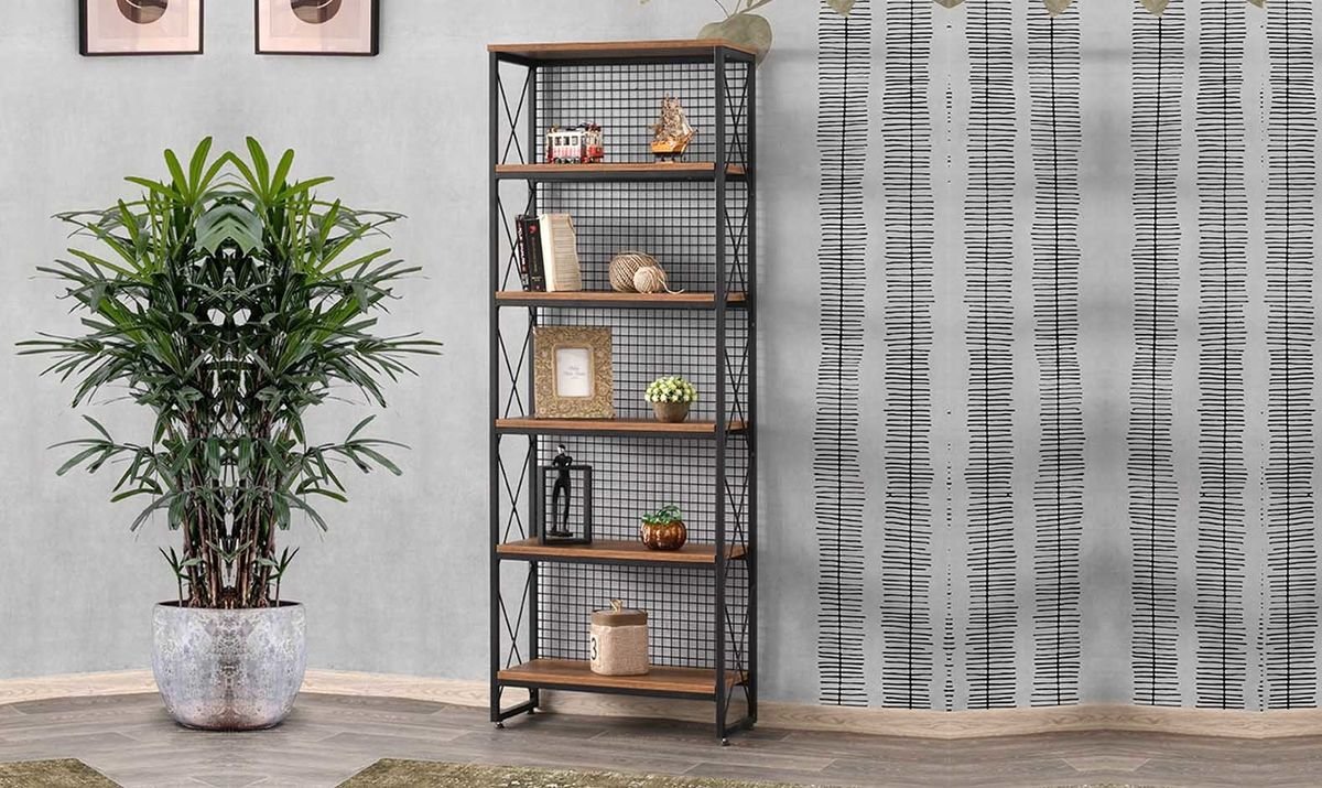 Lotte 5 Raflı Kitaplık Koyu Ceviz