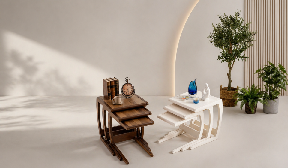 Tarz Mobilya Liva Modern Ahşap Zigon Sehpa Takımı 3’lü Minimal Tasarım