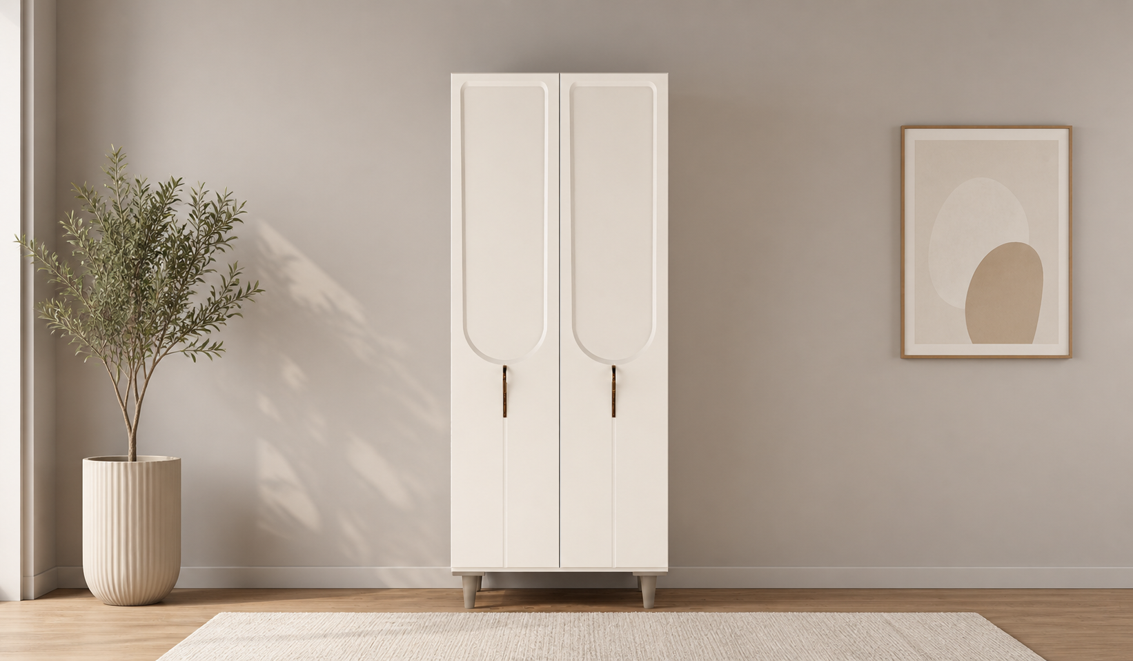 Tarz Mobilya Nova Minimal Beyaz Gardırop Modern Elbise Dolabı