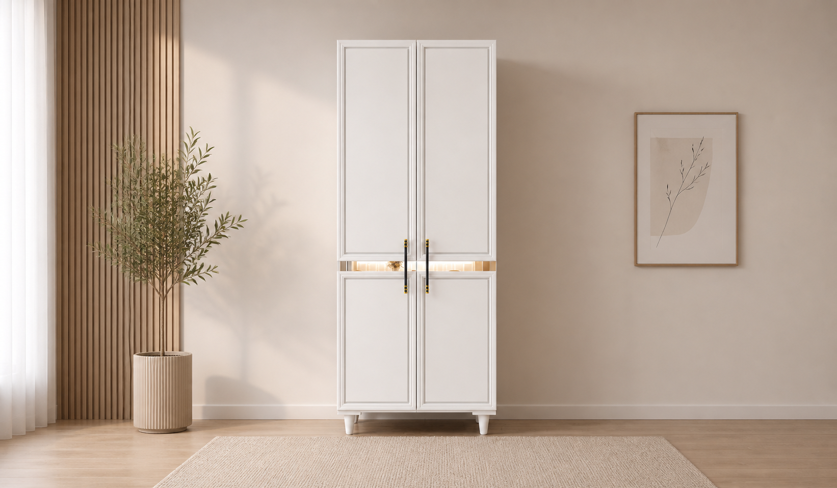Tarz Mobilya 2 Kapılı Beyaz Dolap Gardırop Modern İskandinav Minimal Tasarım Şık Dolap