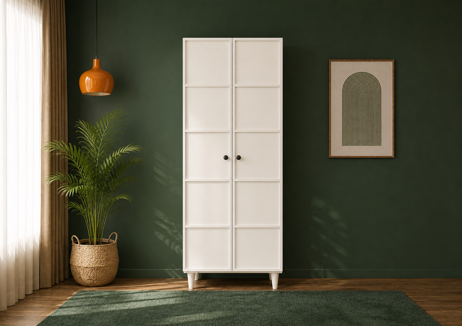 Tarz Mobilya 2 Kapılı Beyaz Dolap Bölmeli Modern Gardırop