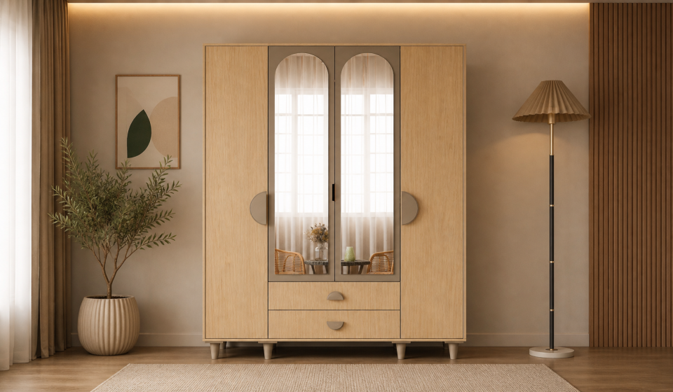 Tarz Mobilya 4 Kapılı Ahşap Dolap Gardırop Modern