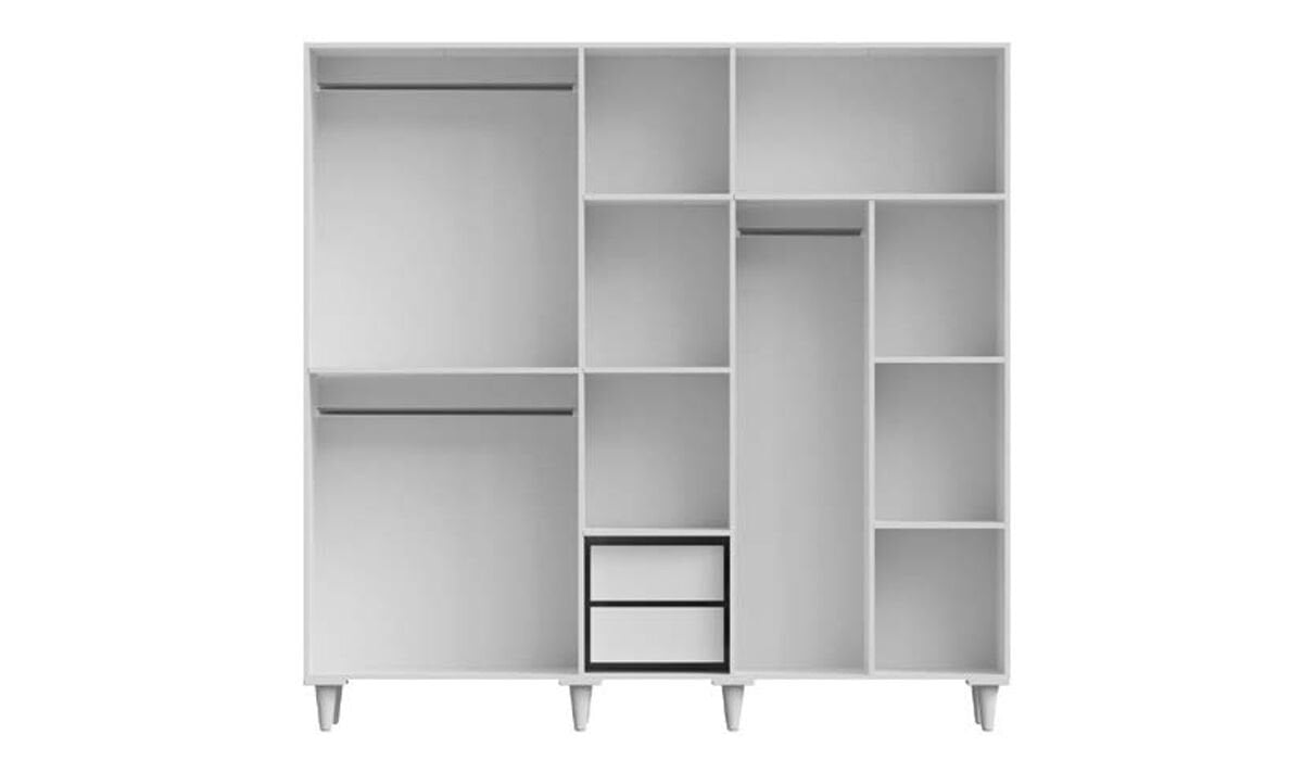 Tarz Mobilya Nova Minimal Beyaz 5 Kapılı Gardırop Elbise Dolabı Modern Geniş Kıyafet Dolabı