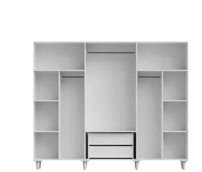 Tarz Mobilya 6 Kapılı Beyaz Çizgili Dolap Modern Gardırop