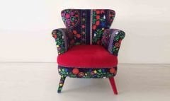 Rodi Berjer Kırmızı Lacivert Desenli