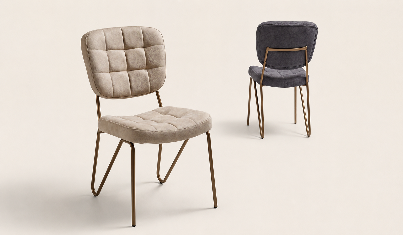 Tarz Mobilya Siena Modern Kapitoneli Metal Ayaklı Yemek Masası Sandalyesi