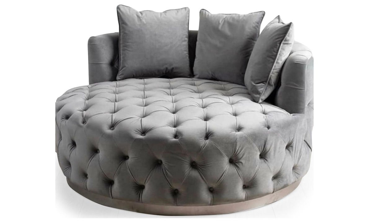 Star Yuvarlak Berjer Tekli Koltuk Açık Gri