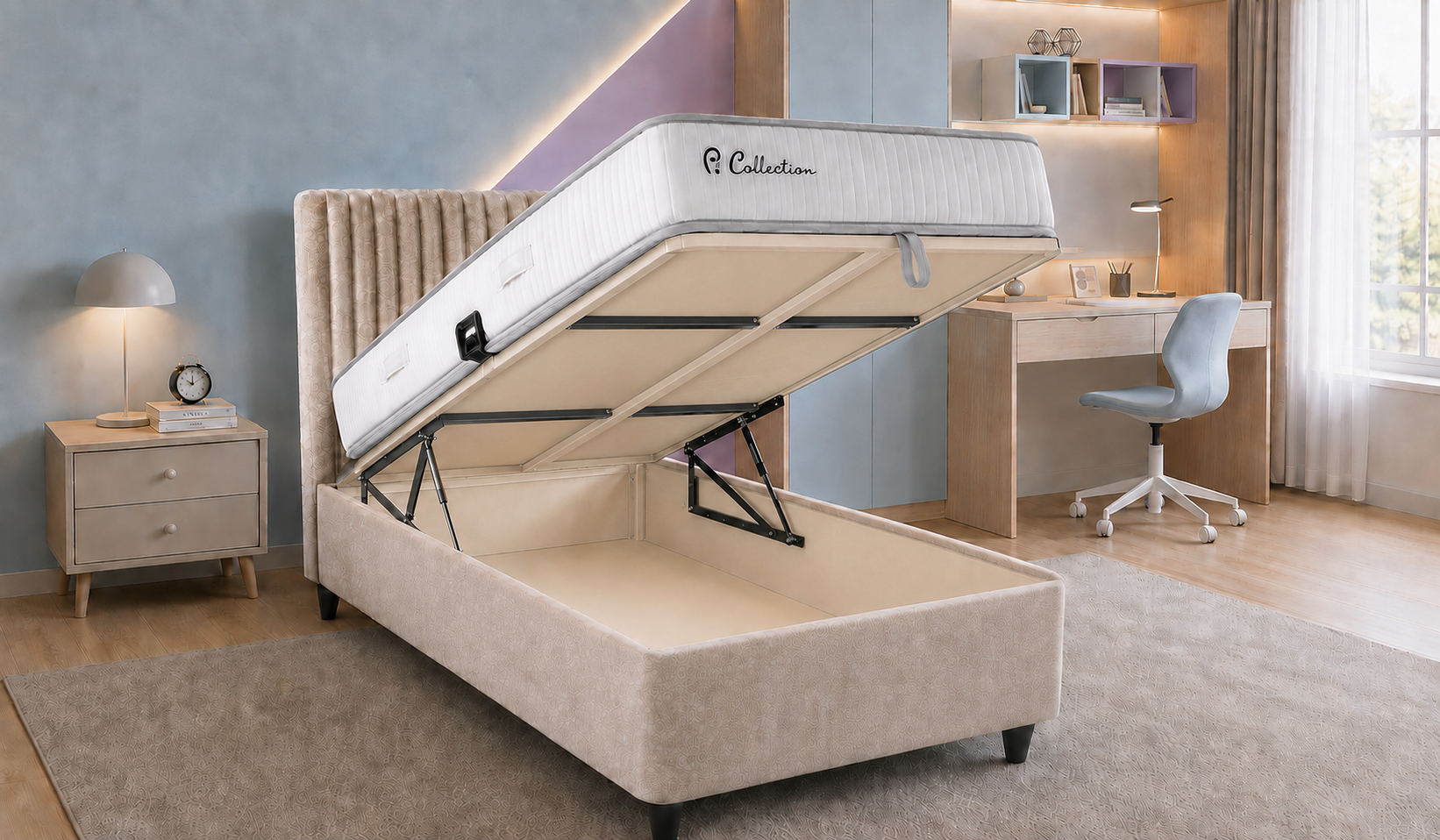 Pierre Cardin Yatak Seti - Paket Yaylı Yatak, Baza ve Başlık