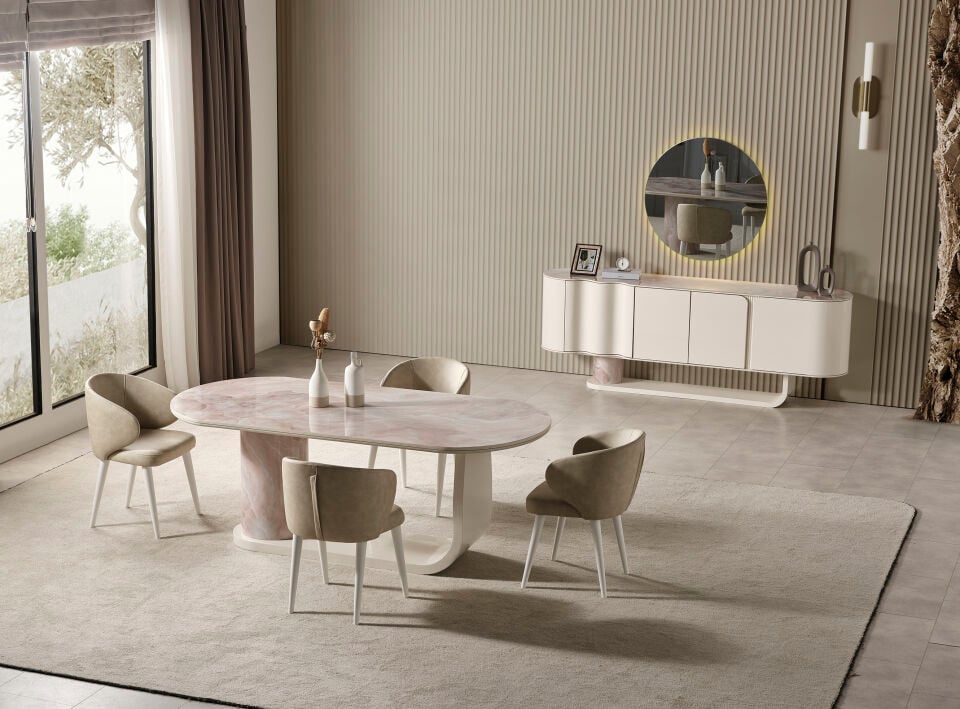 Mocca Modern Yemek Odası Takımı Beyaz