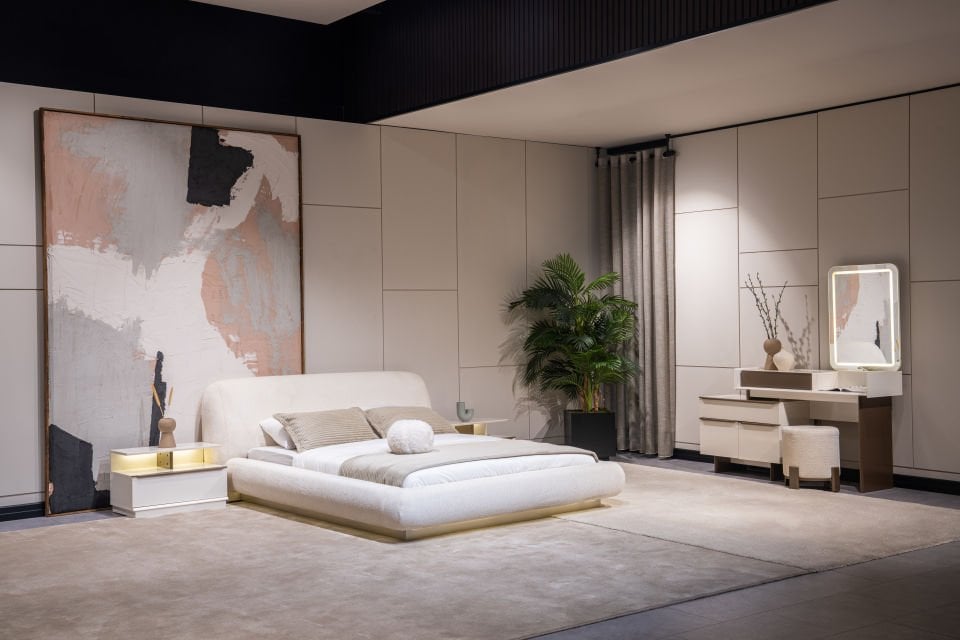 Tarz Mobilya Latte Köşe Dolaplı Modern Yatak Odası Takımı