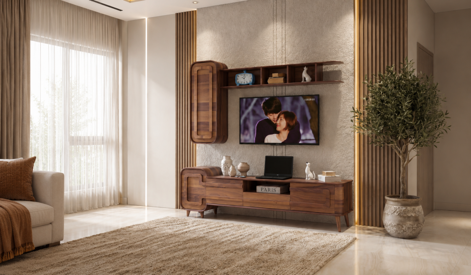 Pera Modern Tv Ünitesi Ceviz Rengi