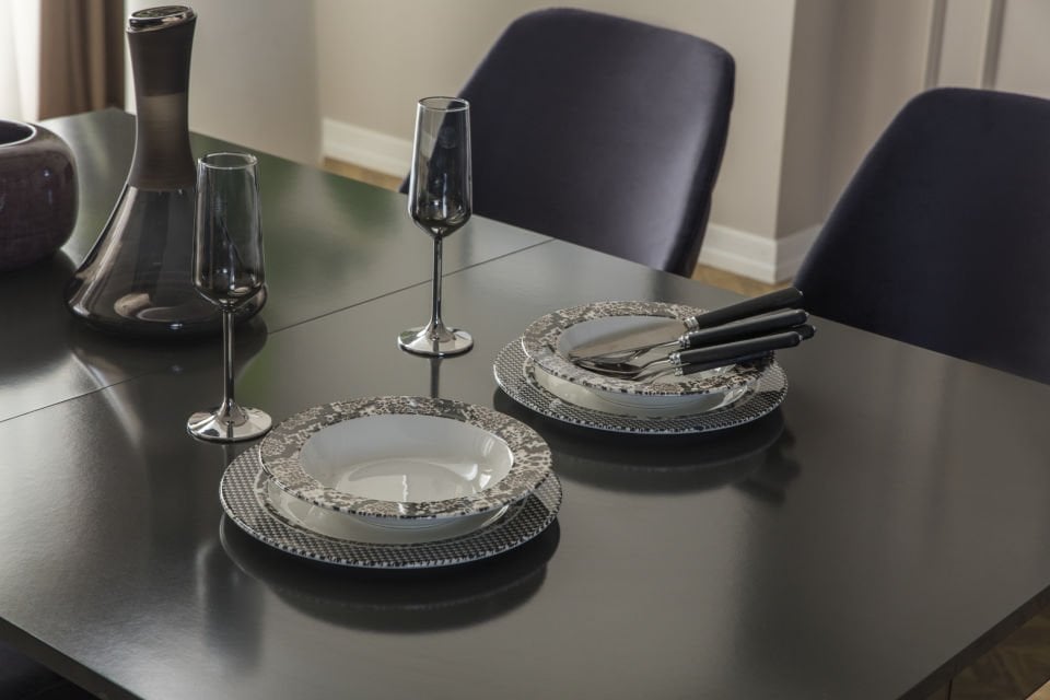 Tarz Mobilya Royal Modern Yemek Odası Takımı Antrasit Gri