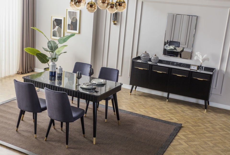 Tarz Mobilya Mira Modern Yemek Odası Siyah Rengi