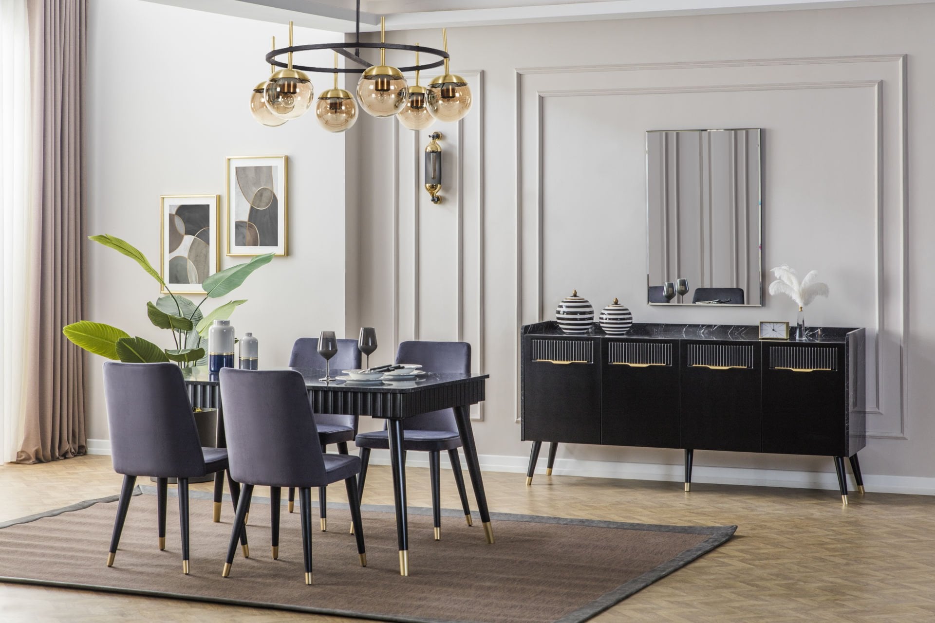 Tarz Mobilya Mira Modern Yemek Odası Siyah Rengi