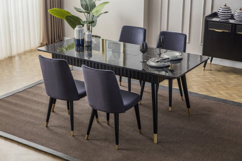 Tarz Mobilya Mira Modern Yemek Odası Siyah Rengi