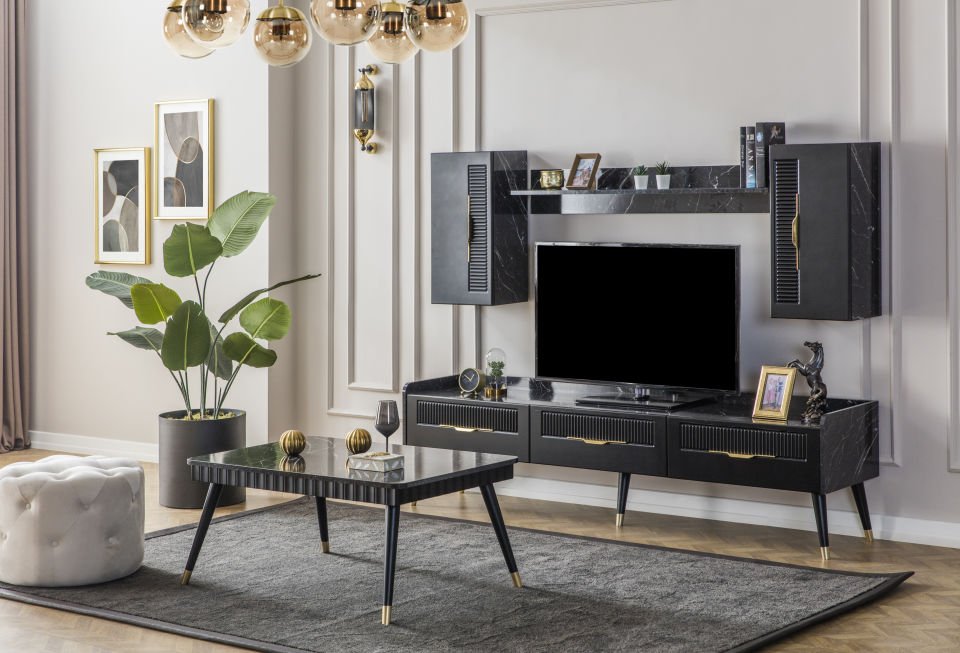 Tarz Mobilya Mira Modern Tv Ünitesi  Siyah Rengi