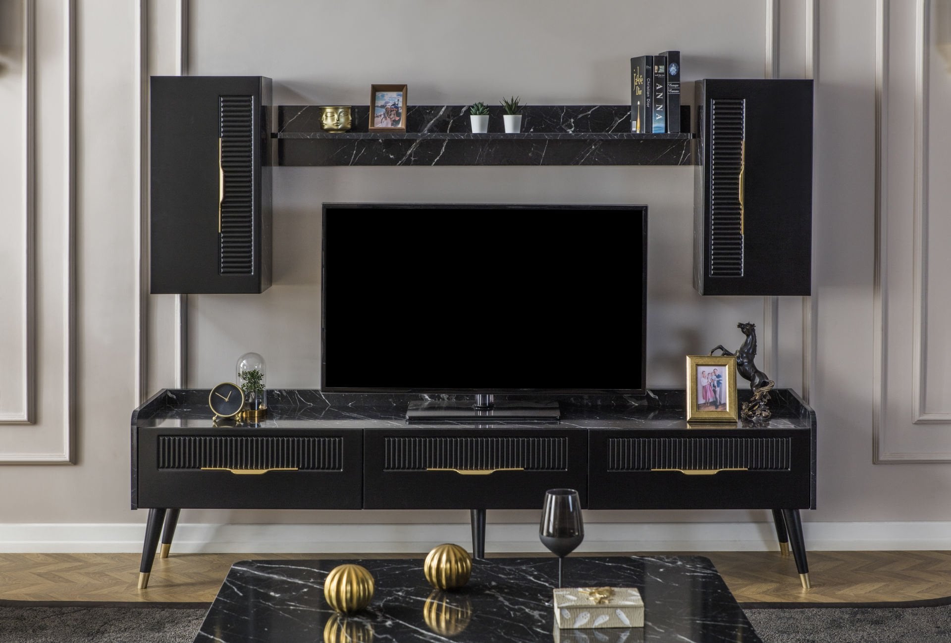 Tarz Mobilya Mira Modern Tv Ünitesi  Siyah Rengi