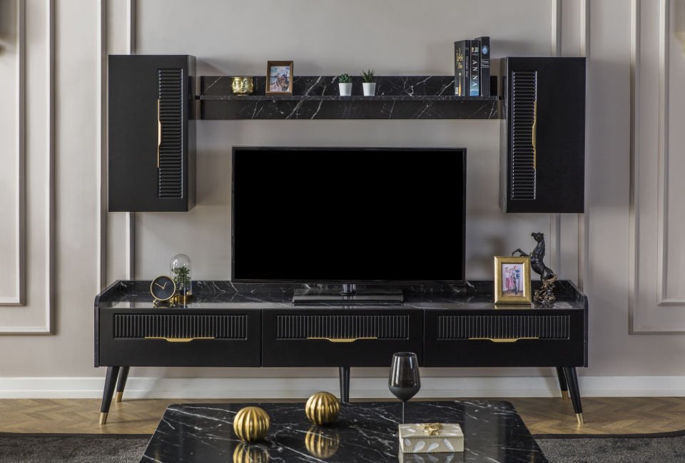 Tarz Mobilya Mira Modern Tv Ünitesi  Siyah Rengi