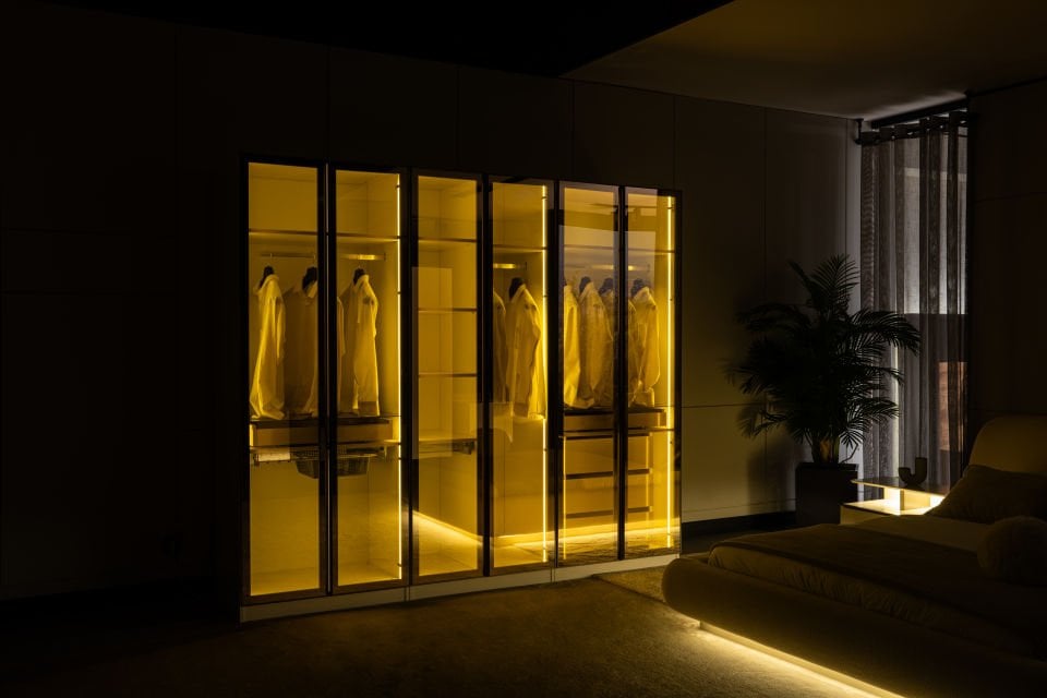 Tarz Mobilya Latte Gardrop  Modüler Cam Kapaklı